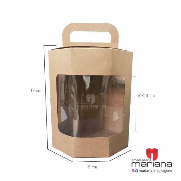 Caixa Panetone M 500g com visor - 15x15x18cm - pacote com 10 unidades