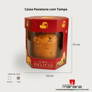 Caixa Panetone com Tampa e Visor - 10 Unidades